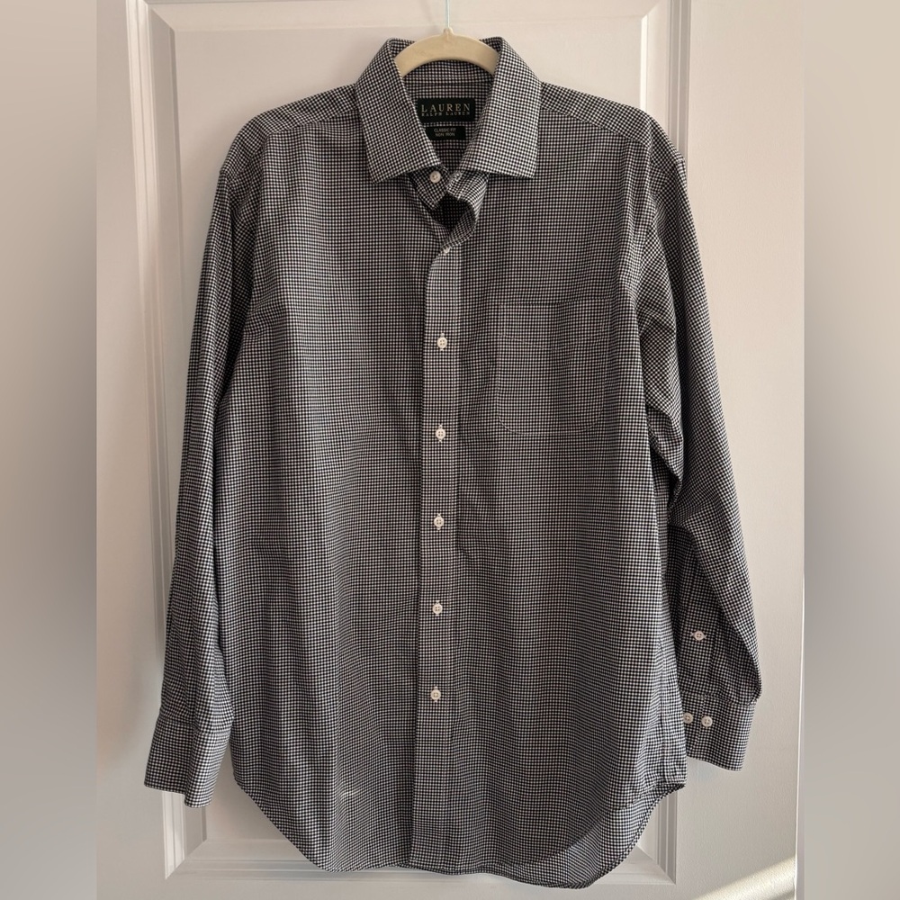 Ralph Lauren Black and White Gingham Dress Shirt